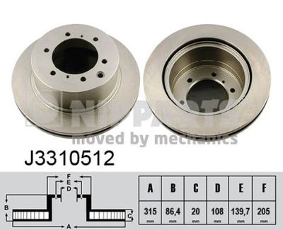 J3310512 NIPPARTS Тормозной диск