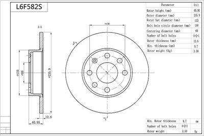 L6F582S AISIN Тормозной диск