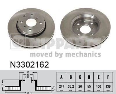 N3302162 NIPPARTS Тормозной диск