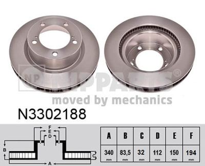 N3302188 NIPPARTS Тормозной диск