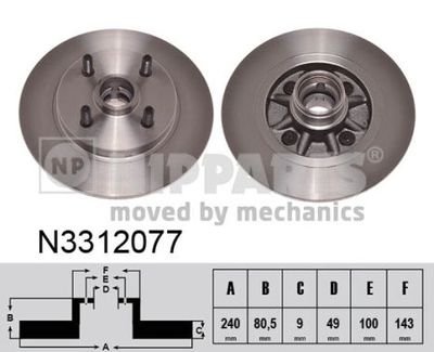 N3312077 NIPPARTS Тормозной диск