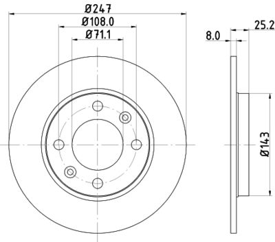 8DD355102511 HELLA Тормозной диск