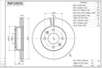 R6F1003S AISIN Тормозной диск