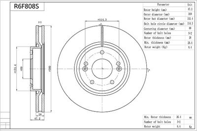 R6F808S AISIN Тормозной диск