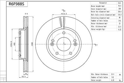 R6F988S AISIN Тормозной диск