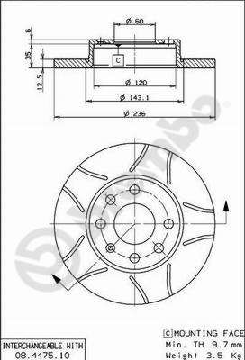 08447575 BREMBO Тормозной диск