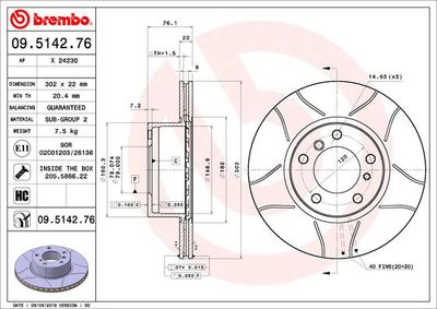 09514276 BREMBO Тормозной диск