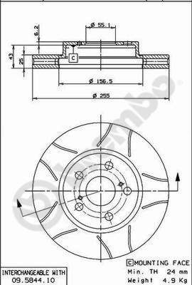 09584475 BREMBO Тормозной диск