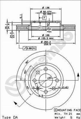 09860175 BREMBO Тормозной диск