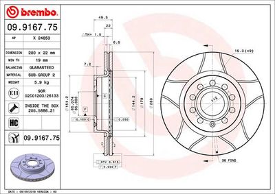 09916775 BREMBO Тормозной диск