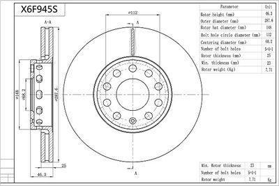 X6F945S AISIN Тормозной диск