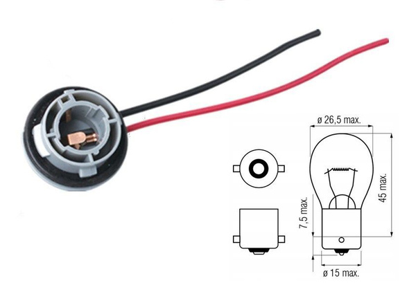 Патрон P21W лампы 1156 для цоколя BA15s герметичная фишка - 1 шт