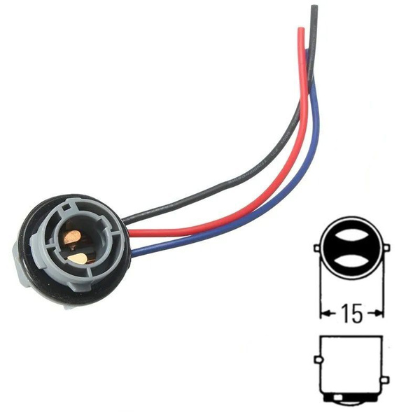  Патрон P21-5W лампы 1157 для цоколя BAY15d двухконтактный герметичная фишка - 1 шт