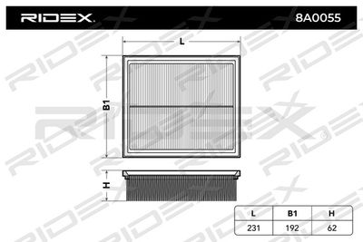 8A0055 RIDEX Воздушный фильтр