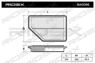 8A0096 RIDEX Воздушный фильтр