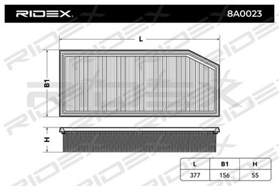 8A0023 RIDEX Воздушный фильтр