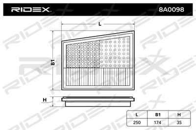 8A0098 RIDEX Воздушный фильтр