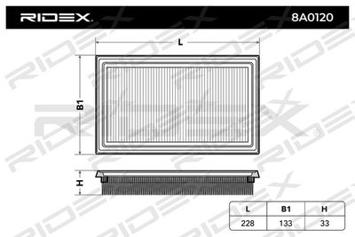 8A0120 RIDEX Воздушный фильтр