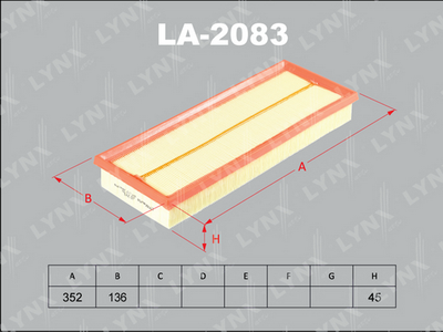 LA2083 LYNXauto Воздушный фильтр