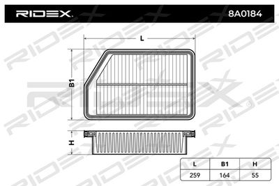 8A0184 RIDEX Воздушный фильтр