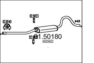  0150180 MTS Средний глушитель выхлопных газов