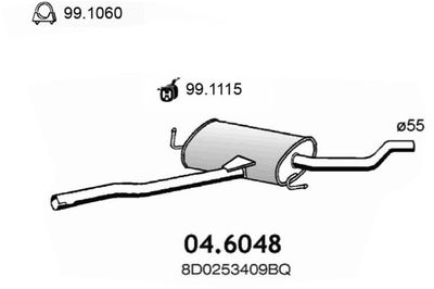  046048 ASSO Средний глушитель выхлопных газов