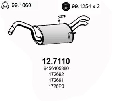  127110 ASSO Глушитель выхлопных газов конечный