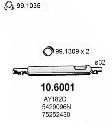  106001 ASSO Средний глушитель выхлопных газов