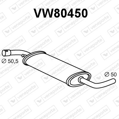  VW80450 VENEPORTE Средний глушитель выхлопных газов