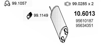  106013 ASSO Средний глушитель выхлопных газов