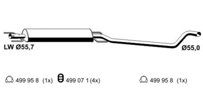  054034 ERNST Средний глушитель выхлопных газов