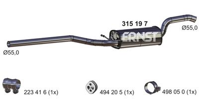  315197 ERNST Средний глушитель выхлопных газов