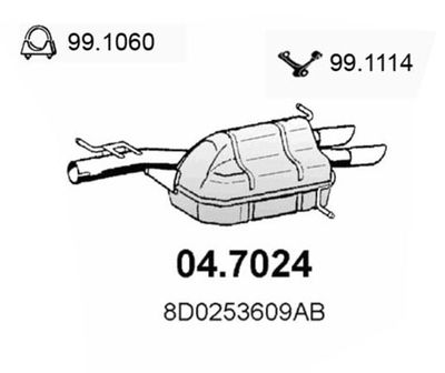  047024 ASSO Глушитель выхлопных газов конечный