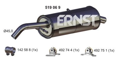  519069 ERNST Глушитель выхлопных газов конечный