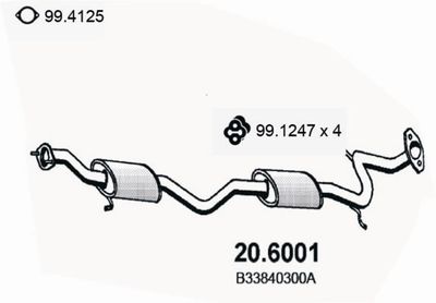  206001 ASSO Средний глушитель выхлопных газов