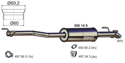  390149 ERNST Средний глушитель выхлопных газов