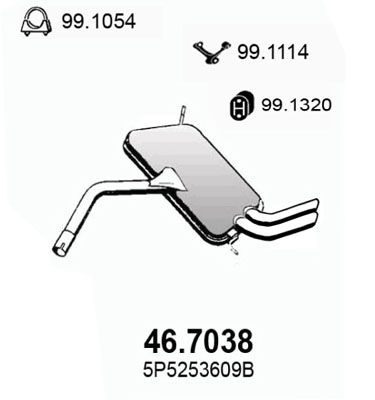  467038 ASSO Глушитель выхлопных газов конечный