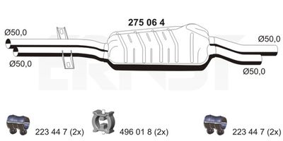  275064 ERNST Средний глушитель выхлопных газов