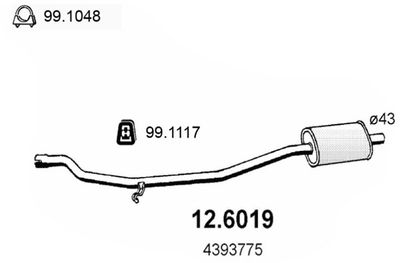  126019 ASSO Средний глушитель выхлопных газов