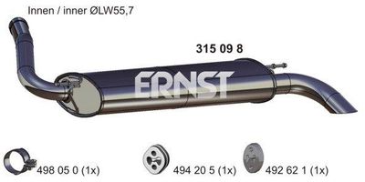  315098 ERNST Глушитель выхлопных газов конечный