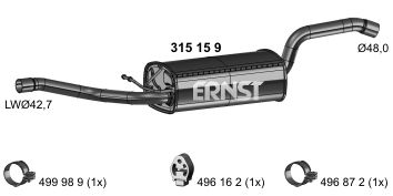  315159 ERNST Средний глушитель выхлопных газов