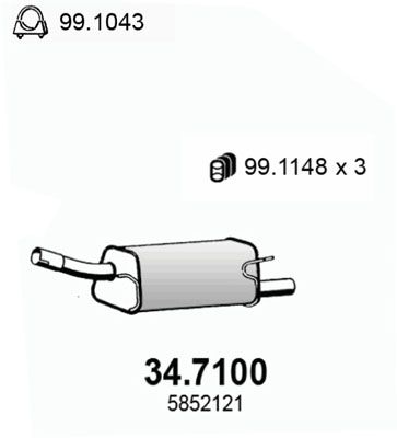  347100 ASSO Глушитель выхлопных газов конечный