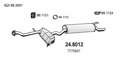 248012 ASSO Средний  конечный глушитель ОГ