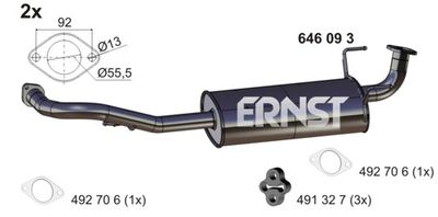  646093 ERNST Средний глушитель выхлопных газов