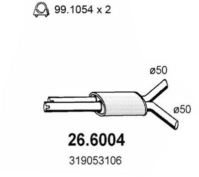  266004 ASSO Средний глушитель выхлопных газов