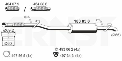  188050 ERNST Средний глушитель выхлопных газов