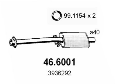  466001 ASSO Средний глушитель выхлопных газов