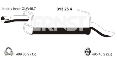  313254 ERNST Глушитель выхлопных газов конечный