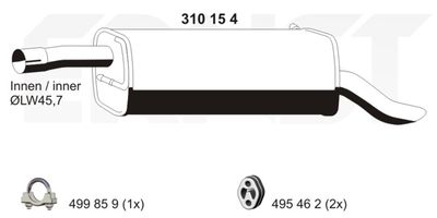  310154 ERNST Глушитель выхлопных газов конечный