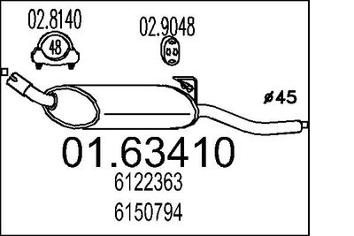  0163410 MTS Глушитель выхлопных газов конечный